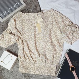 《MICHAEL KORS》 Smocked Waist D-Ring Roll Sleeves